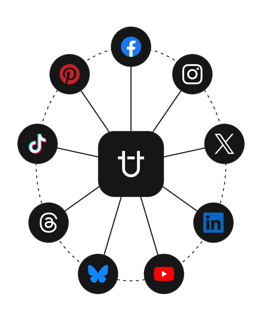 Connect cards for Facebook, Instagram, LinkedIn, YouTube and more in Tallyfeed