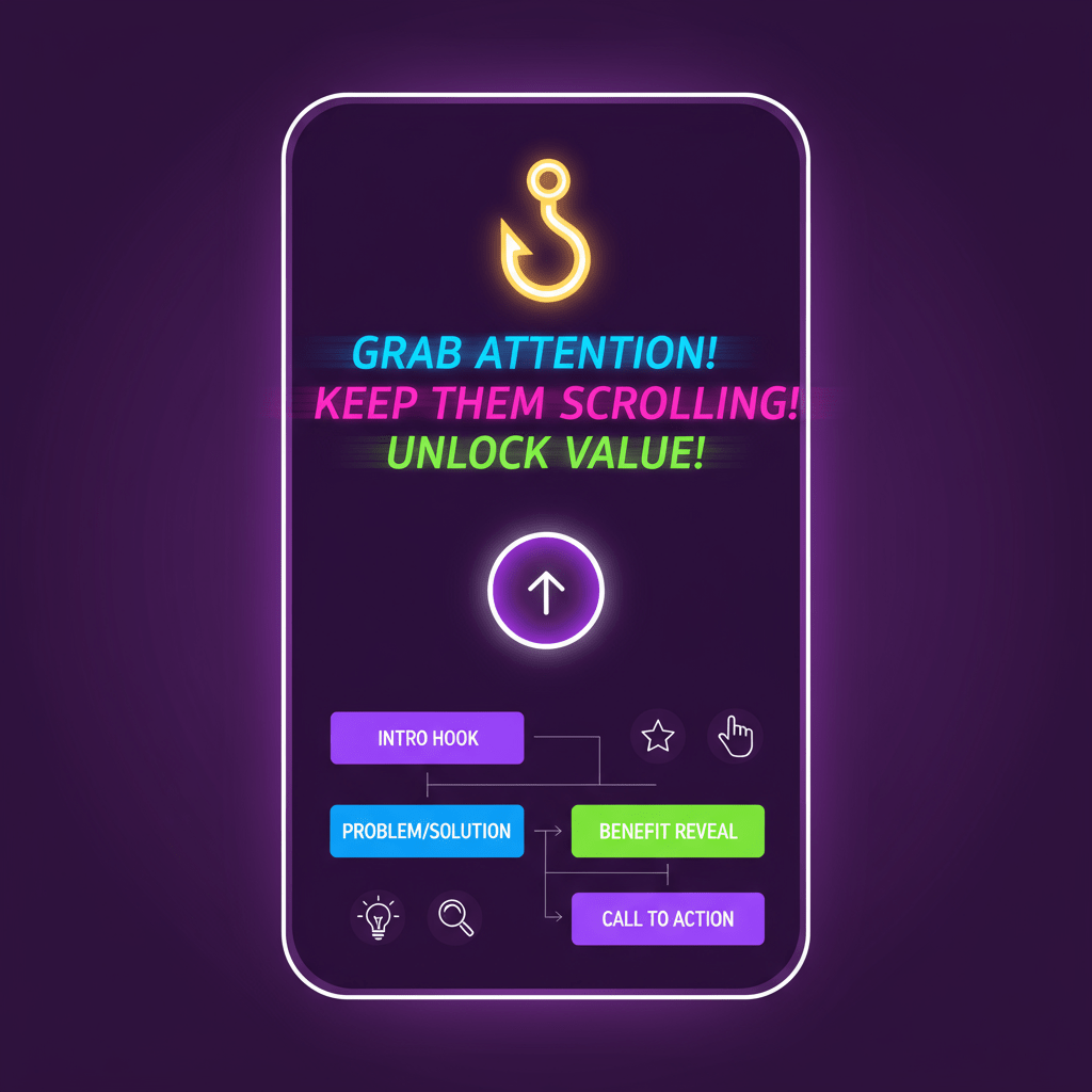 Engaging YouTube Short structure with hook and call-to-action elements