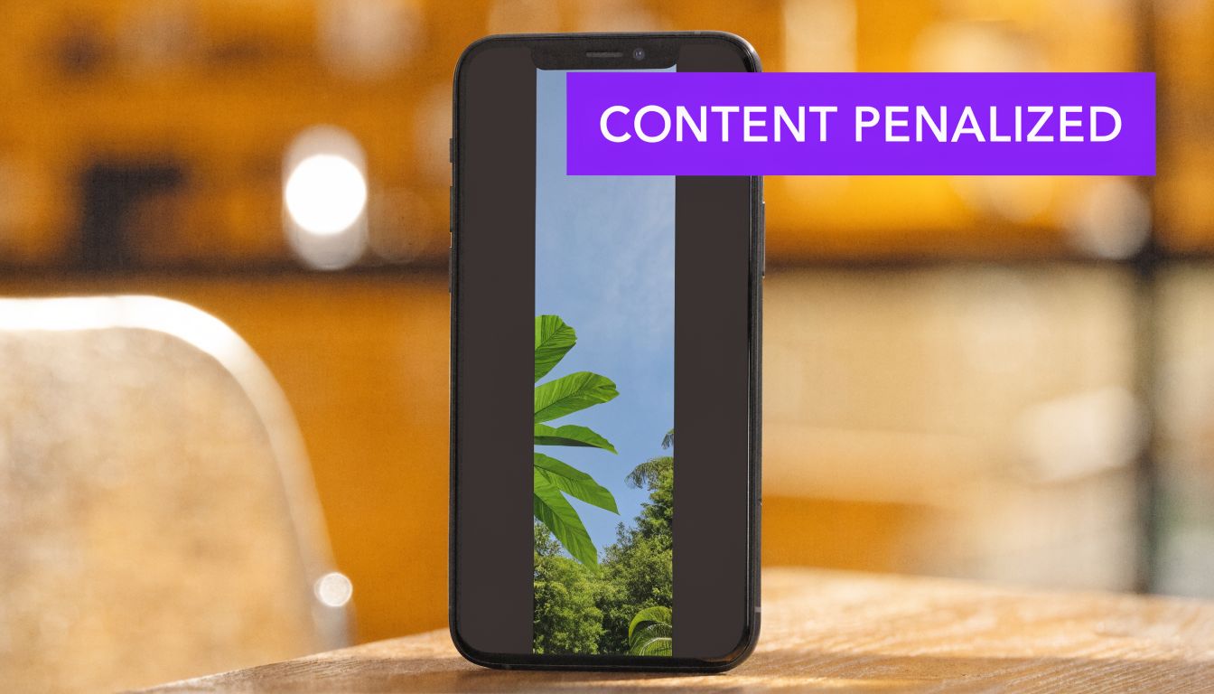 A smartphone screen displaying a vertical video with black sidebars, demonstrating an incorrect aspect ratio format.