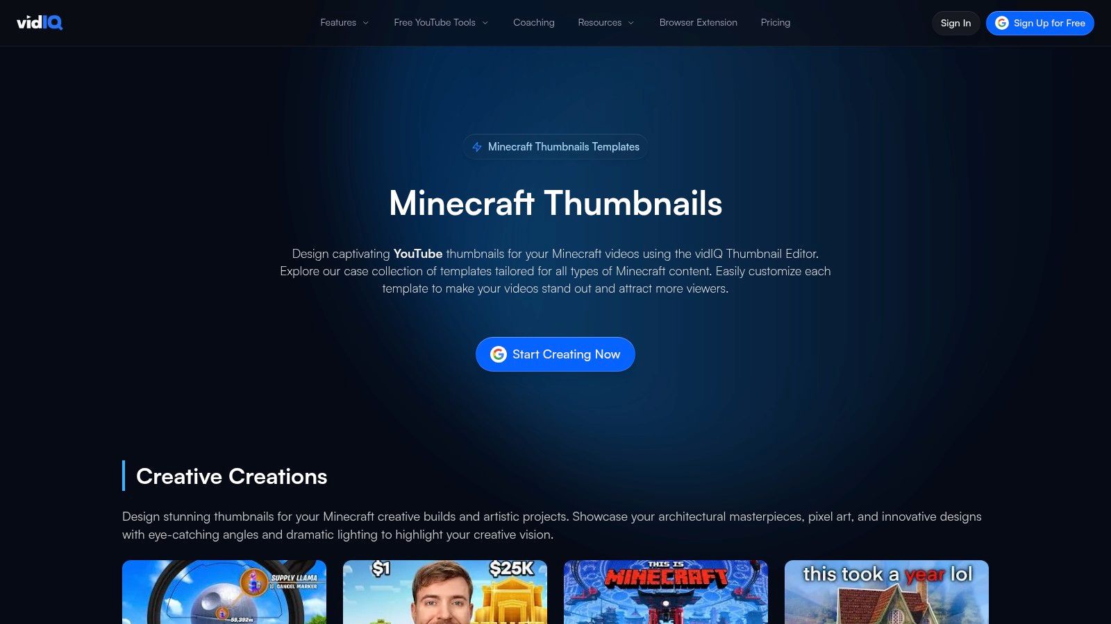 vidIQ Thumbnail Editor + Minecraft Templates