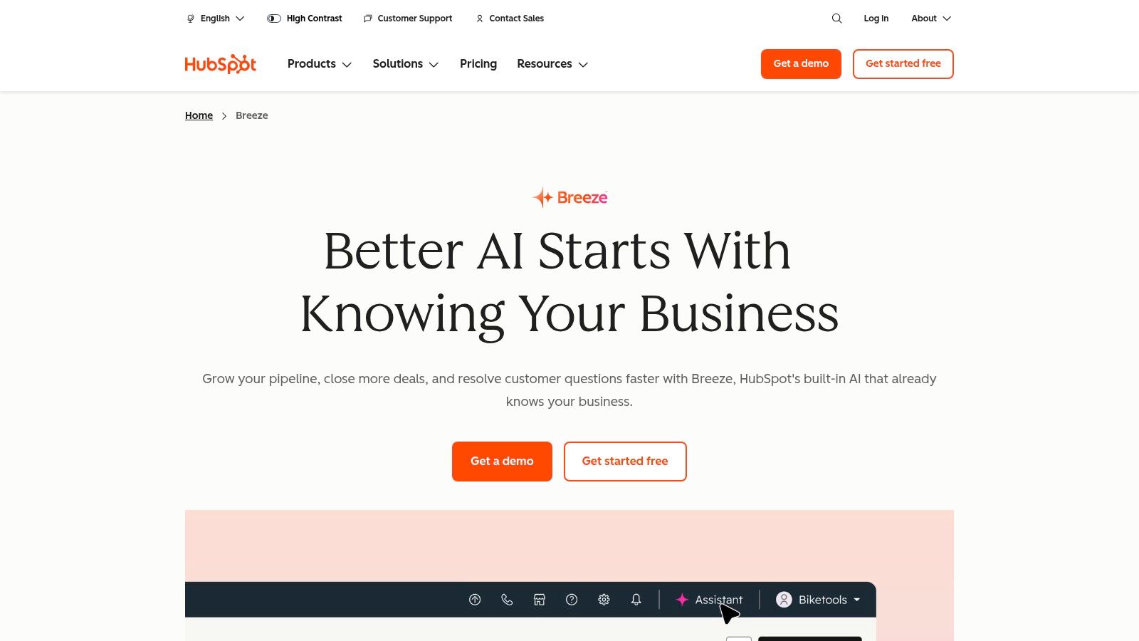 HubSpot AI (Breeze Assistant and AI content tools)