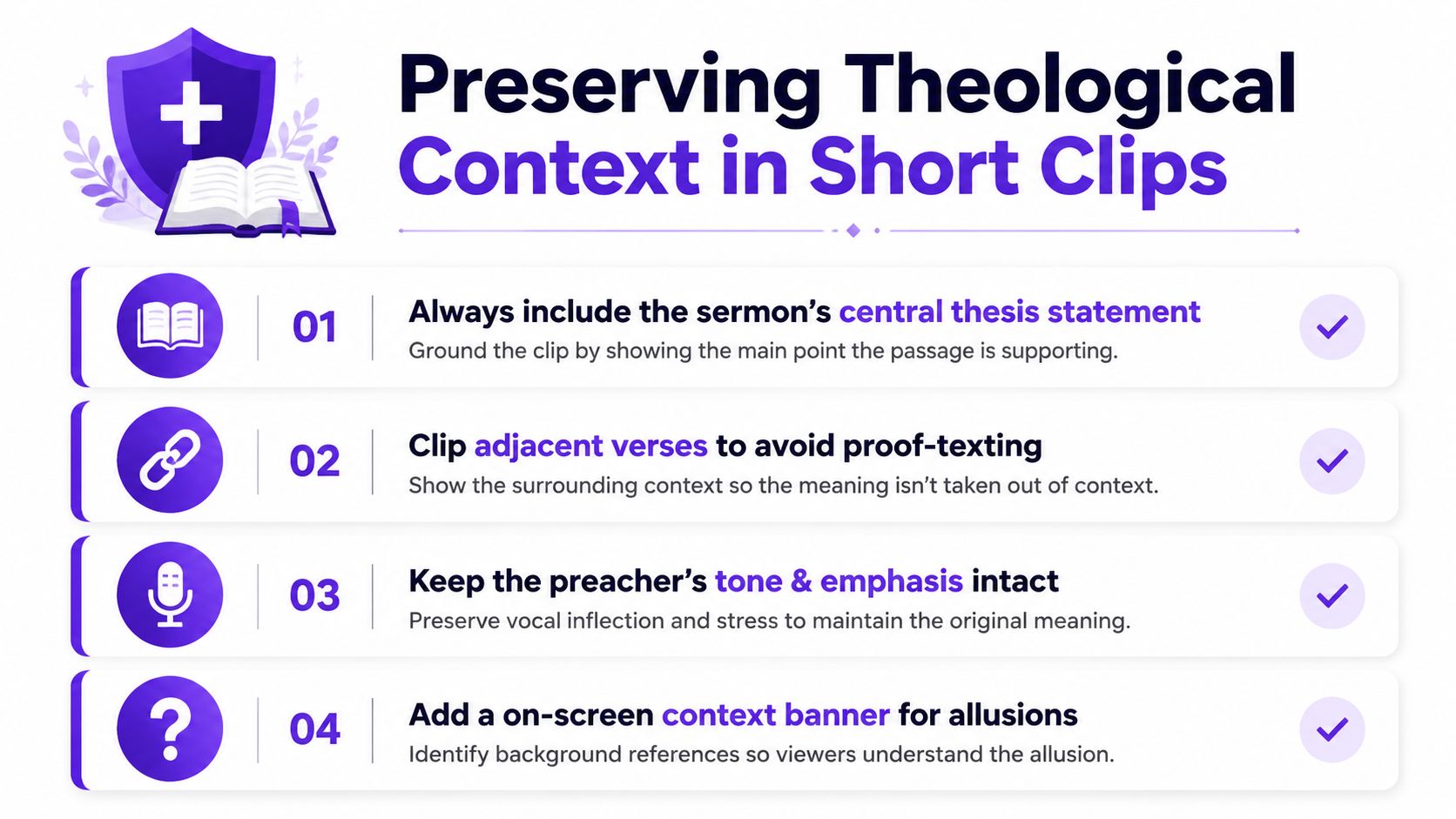 A list of four best practices for preserving theological context when creating short sermon video clips.