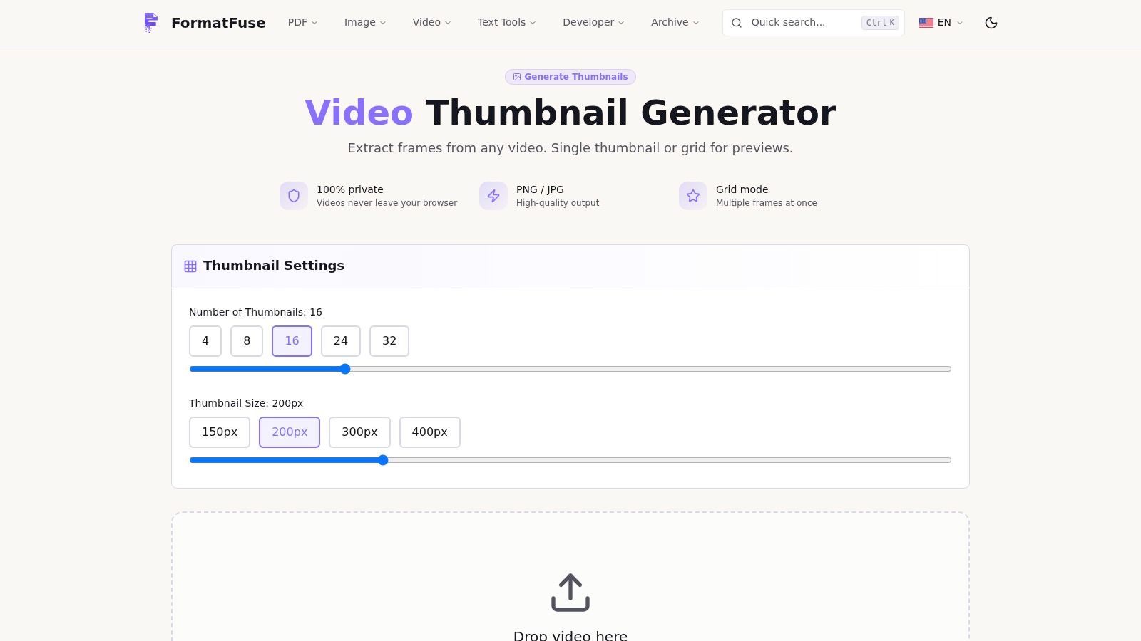 FormatFuse Video Thumbnail Generator