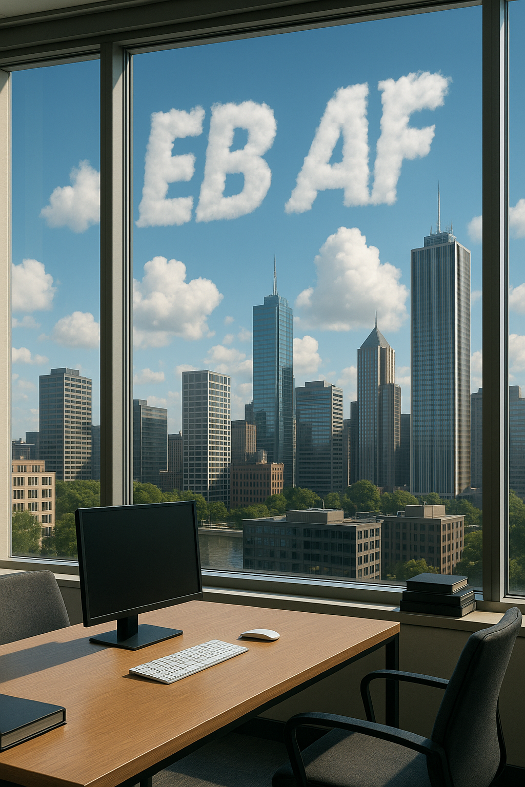 An abstract image of a small business leader looking over a business