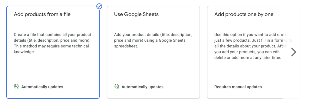 Choose the type of Product Source