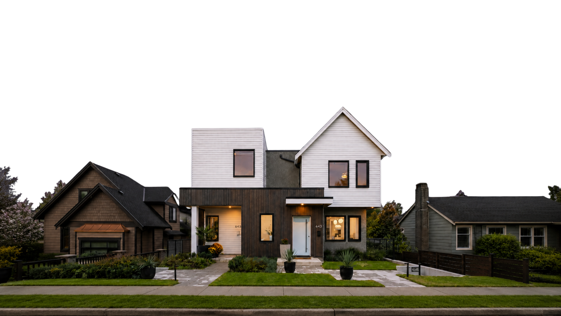 Davenport renovated home exterior at dusk