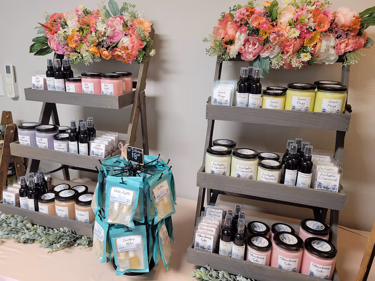 Custom handmade craft displays at The Artisan Craft Boutique