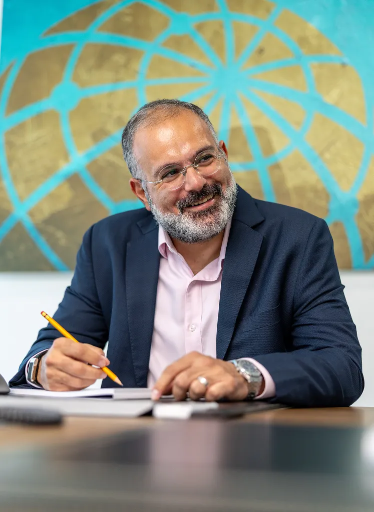 Pierre Kayrouz, Managing Partner of Kayrouz & Associates, during a professional meeting at the firm’s office.