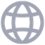 Gray globe icon with latitude and longitude lines representing the world.