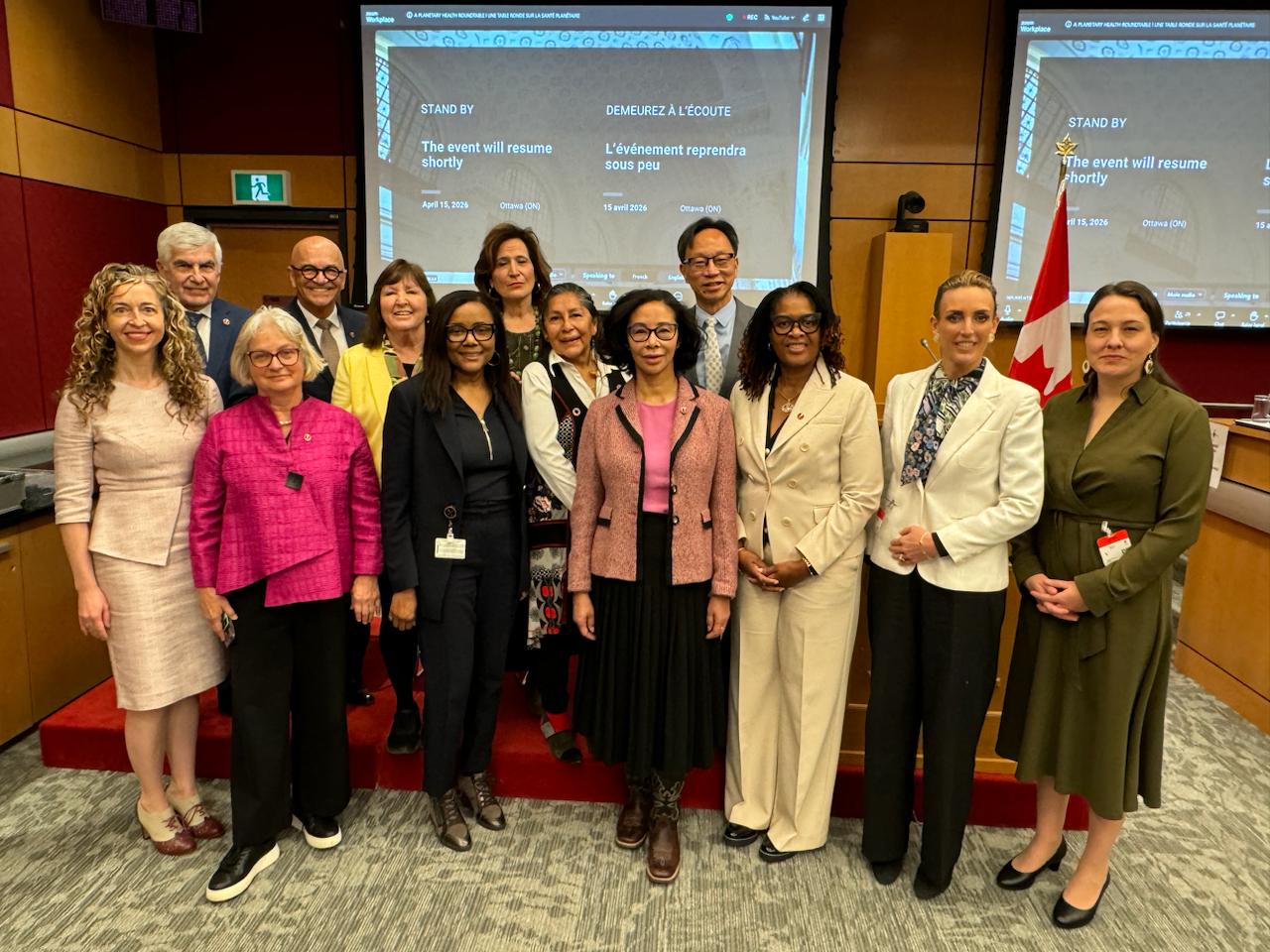 Group photo from the Planetary Health Roundtable at the Senate of Canada.