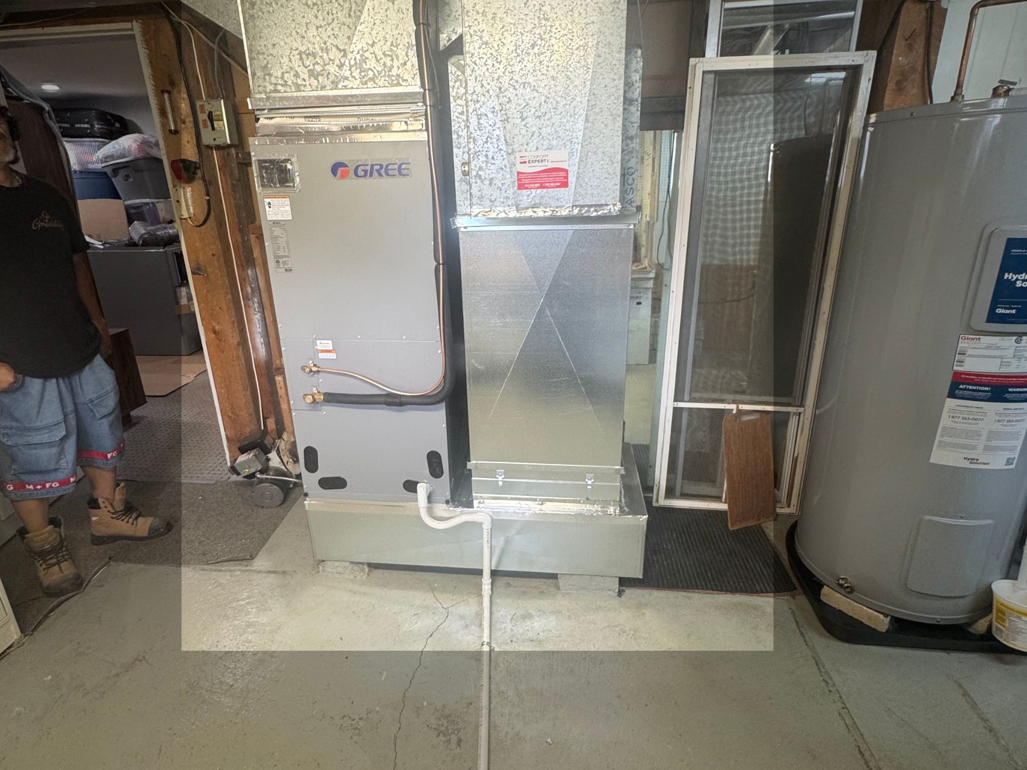 Système de chauffage central Gree dans un sous-sol