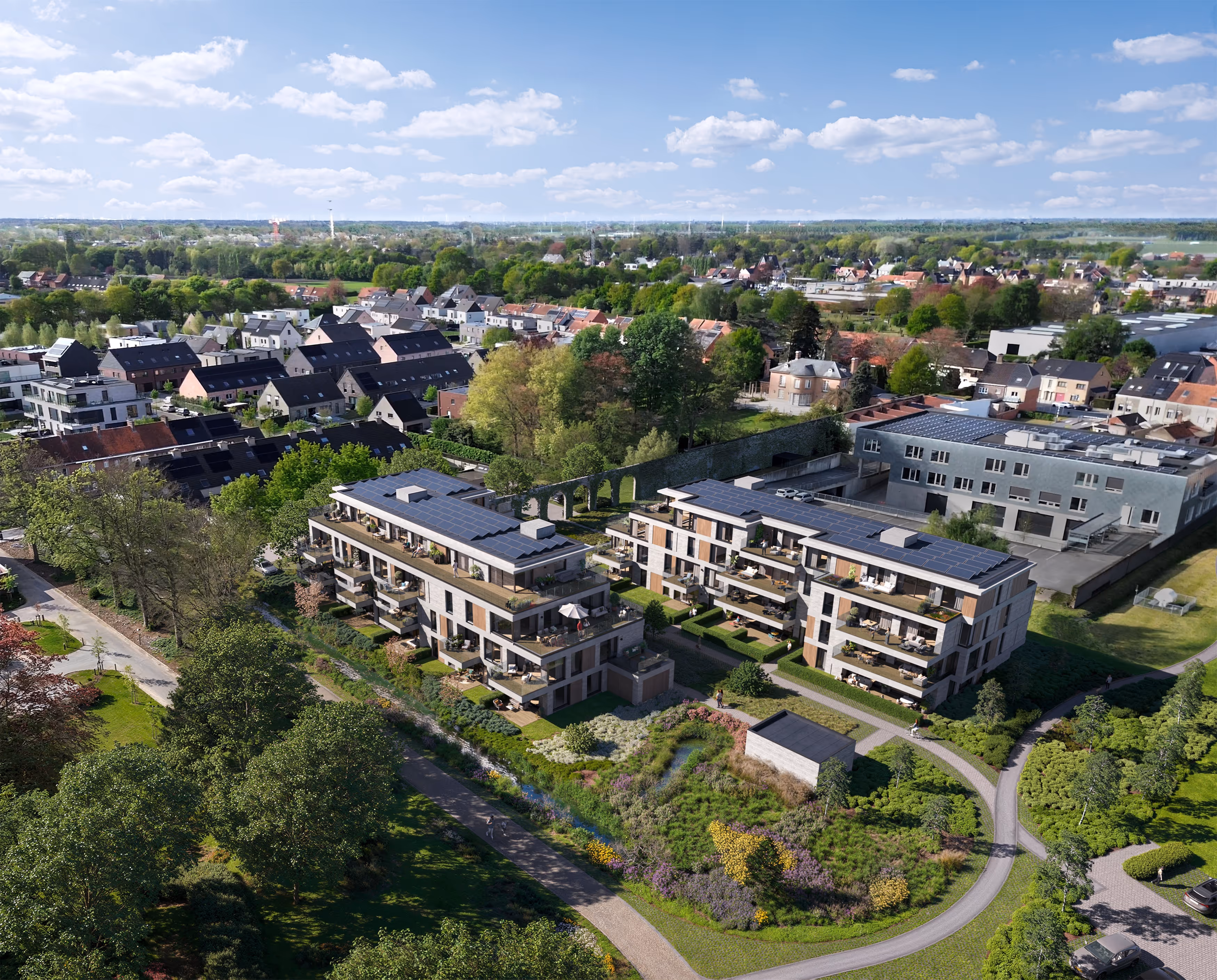Drone shot render of the project