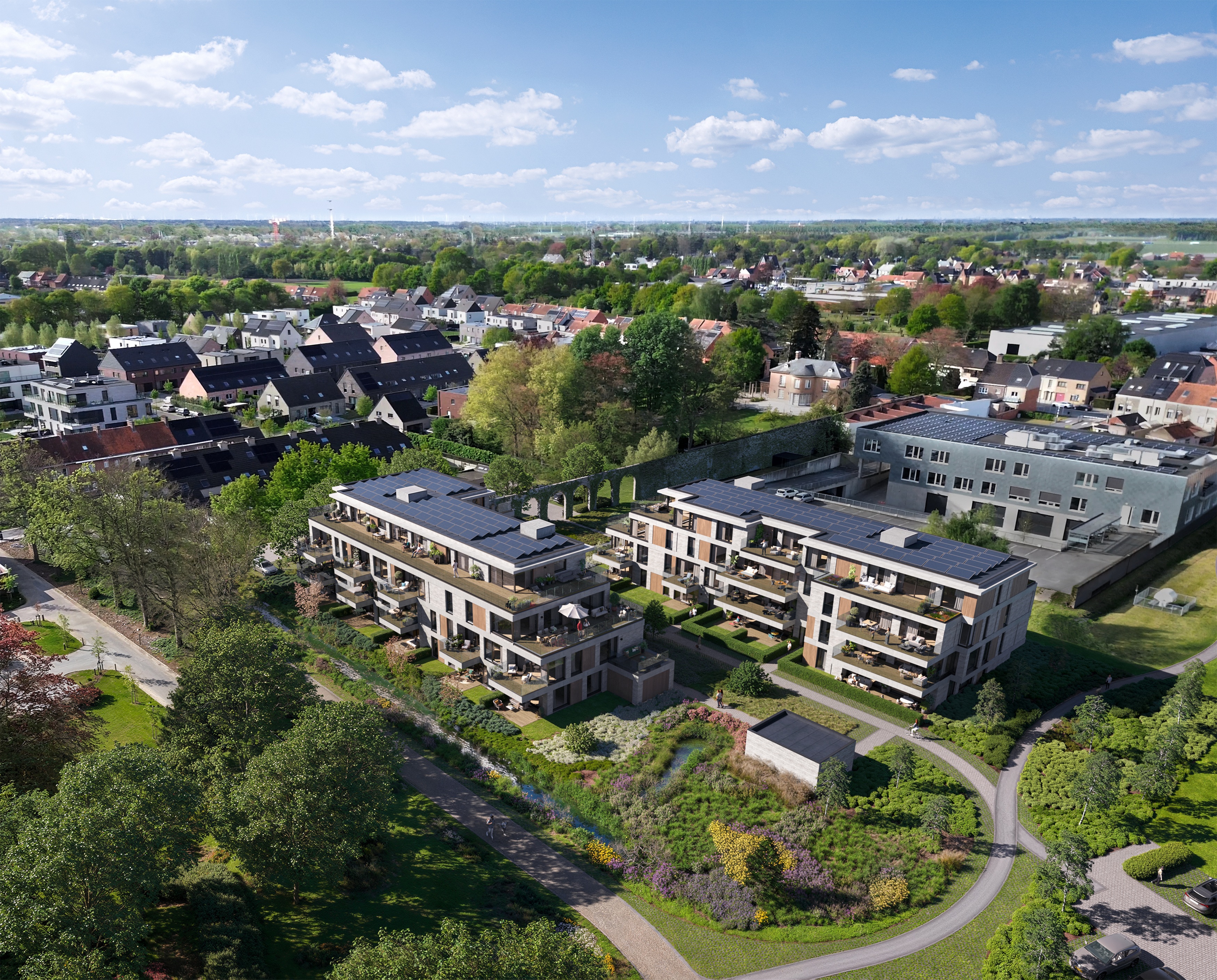 Drone shot render of the project