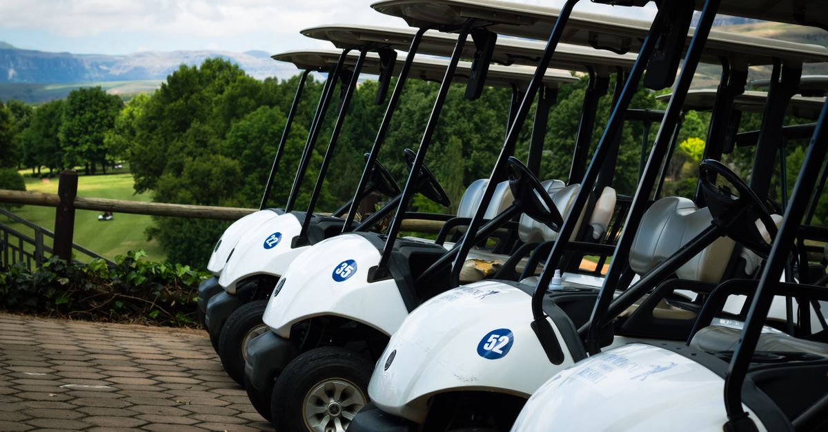 Golf carts on a golf course — golf cart insurance from The Admirals Group in Denton, TX