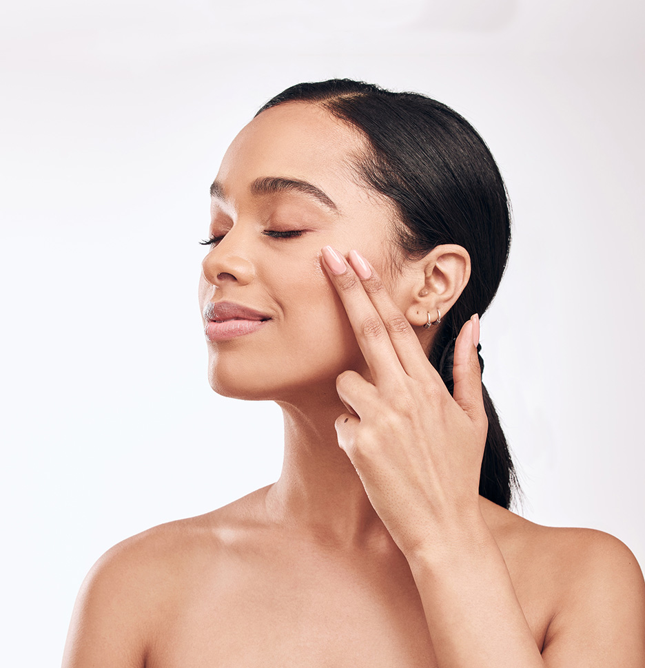 Smiling woman with beautiful skin