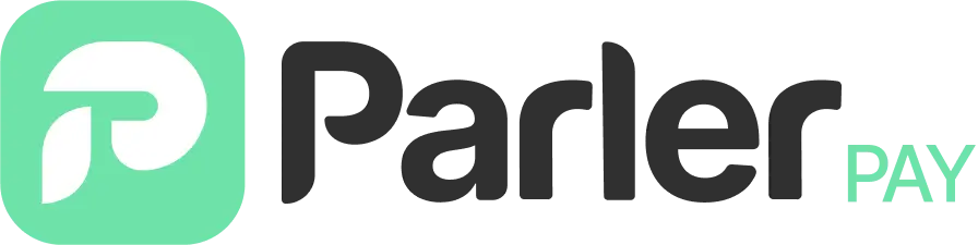 Parler Pay logo with a stylized white letter P inside a green rounded square followed by the word 'Parler' in black and 'PAY' in green.