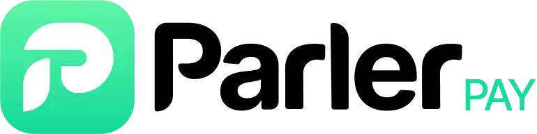 Parler Pay logo with a stylized white letter P inside a green rounded square followed by the word 'Parler' in black and 'PAY' in green.