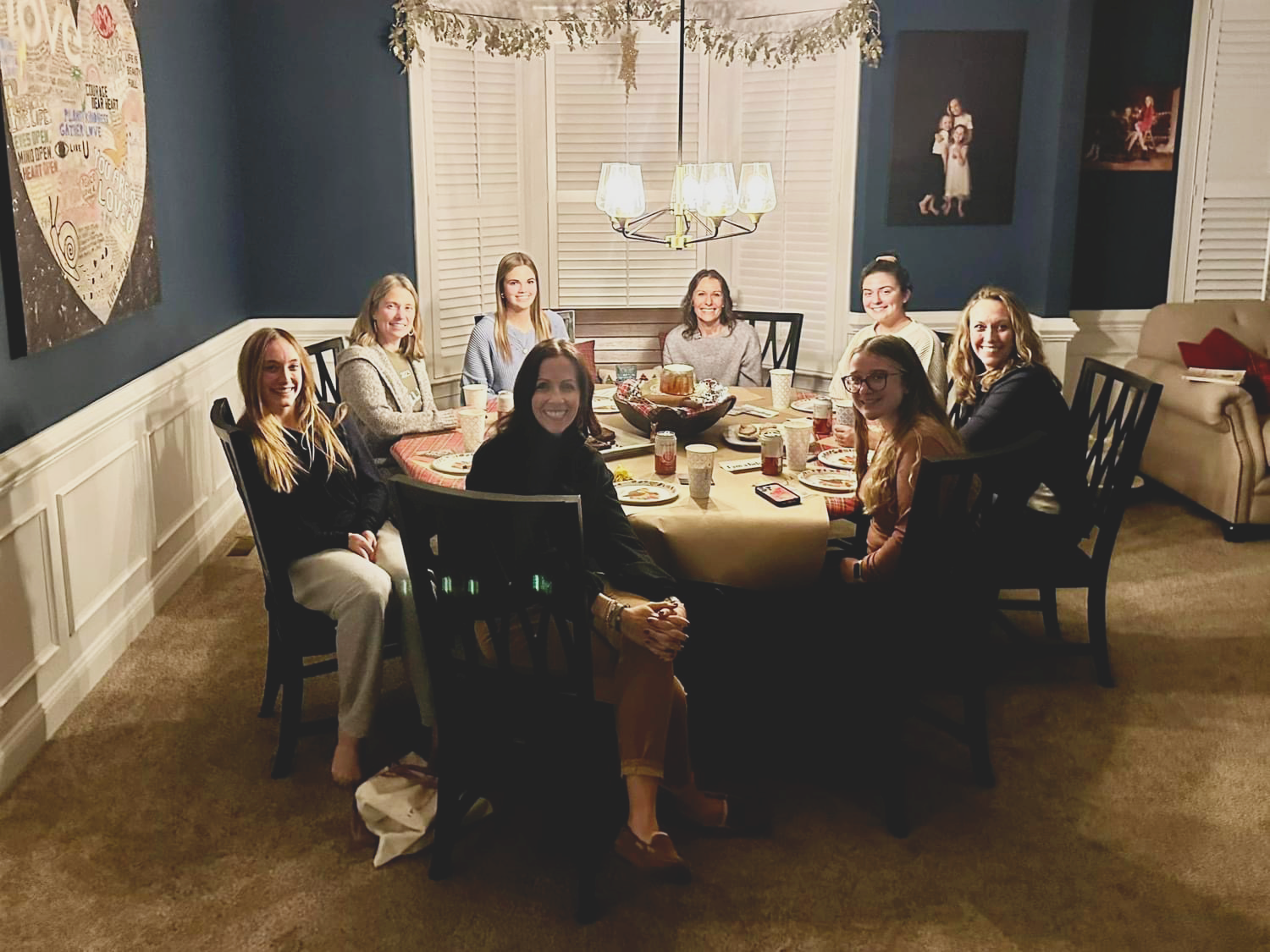 Eight women sitting around the table during a group meeting