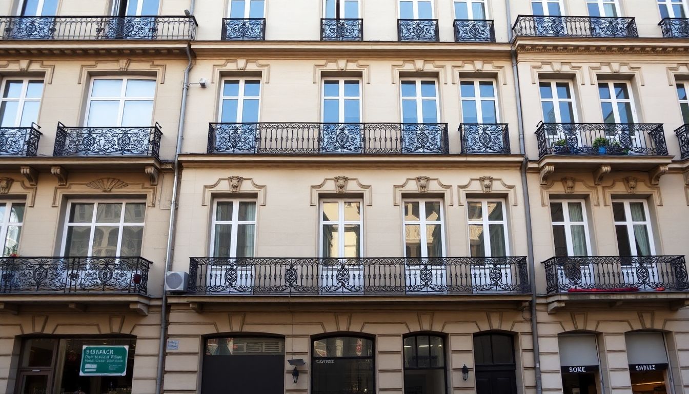 Classic Parisian apartment building with elegant balconies, attractive for investment.