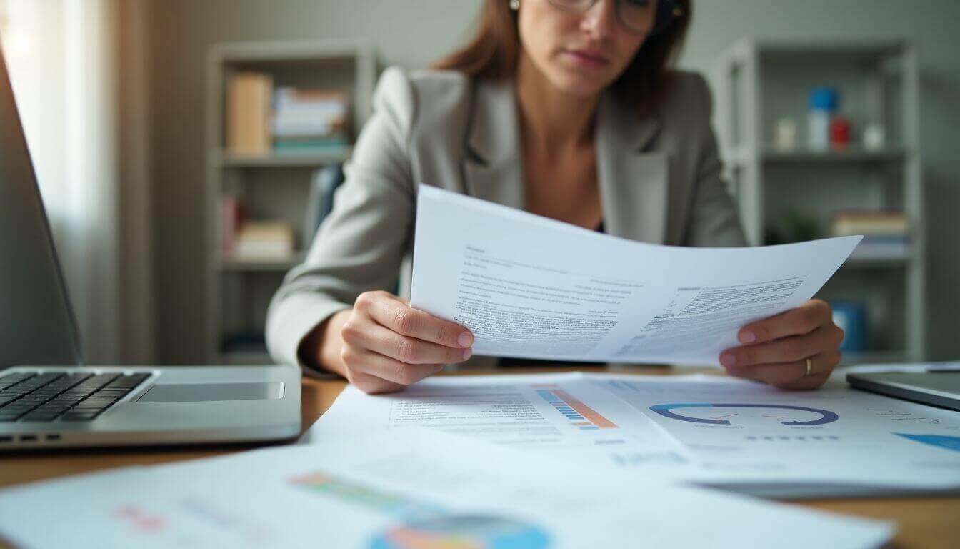 personne examinant des documents d'assurance de prêt