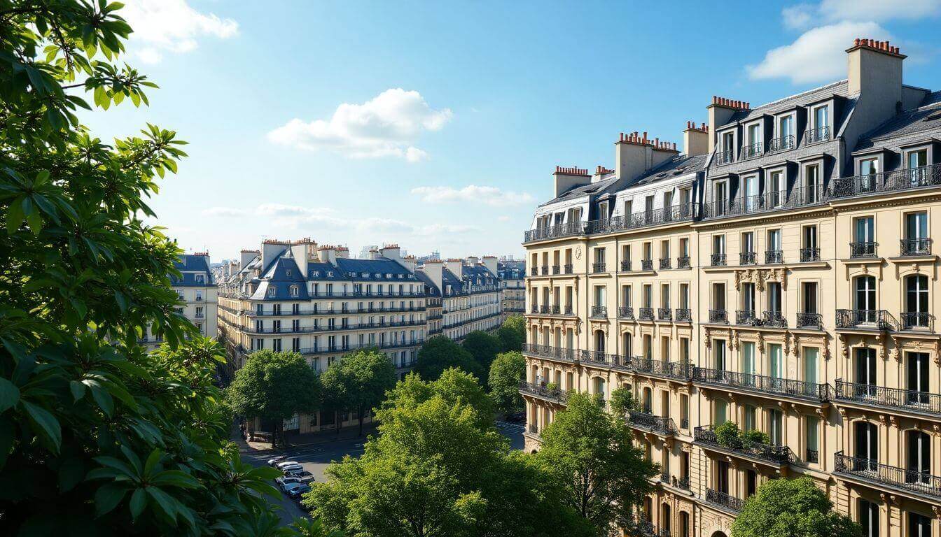 Des immeubles haussmanniens élégants dans un cadre urbain dynamique