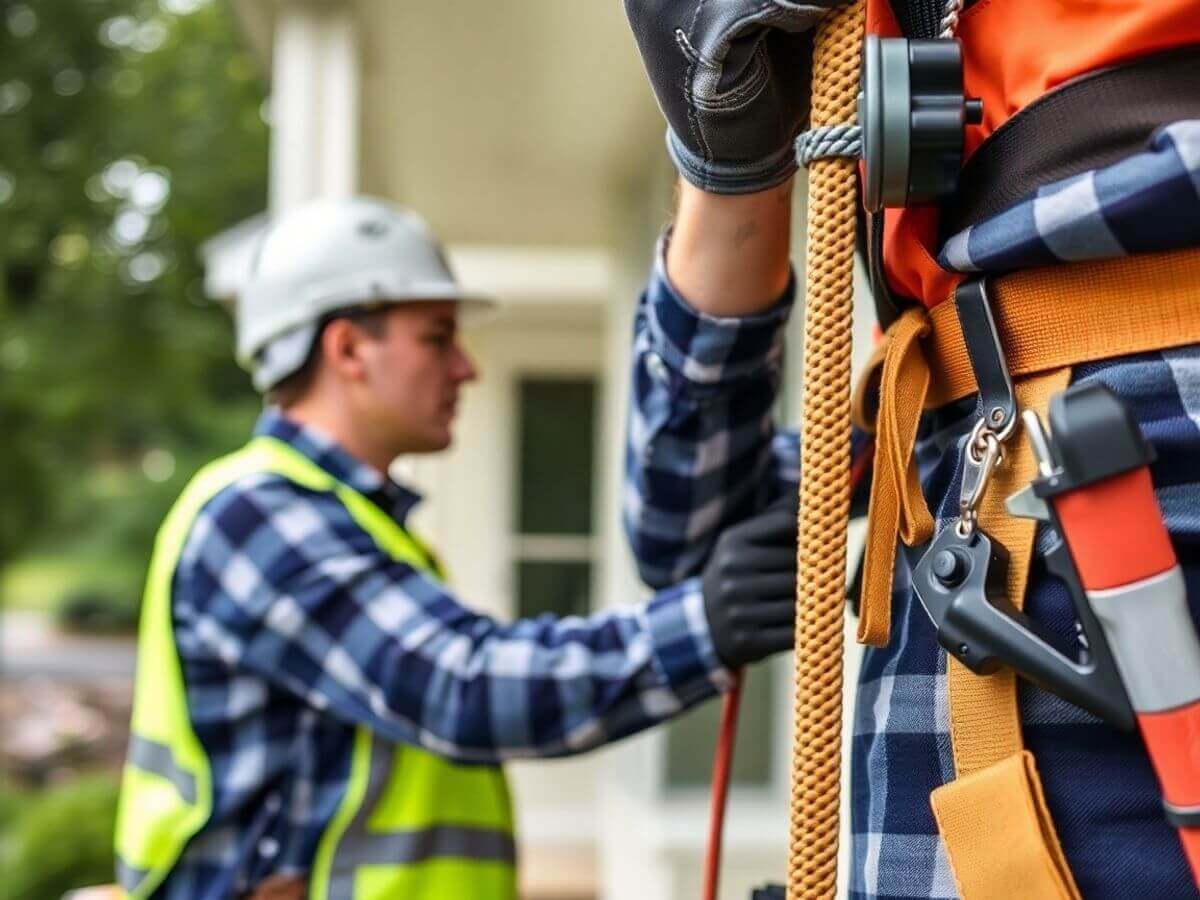 Travailleur construisant des équipements de sécurité à domicile.