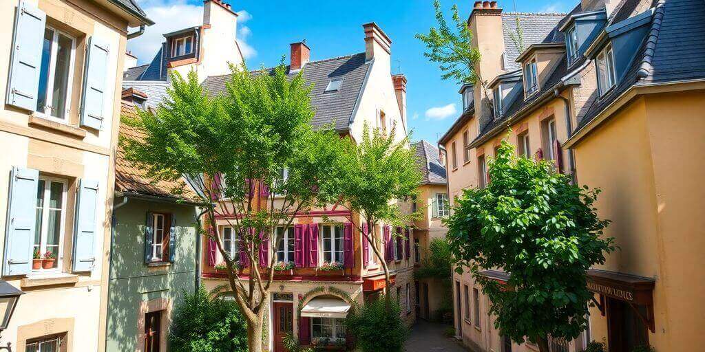 Maisons colorées de la Petite Alsace à Paris.