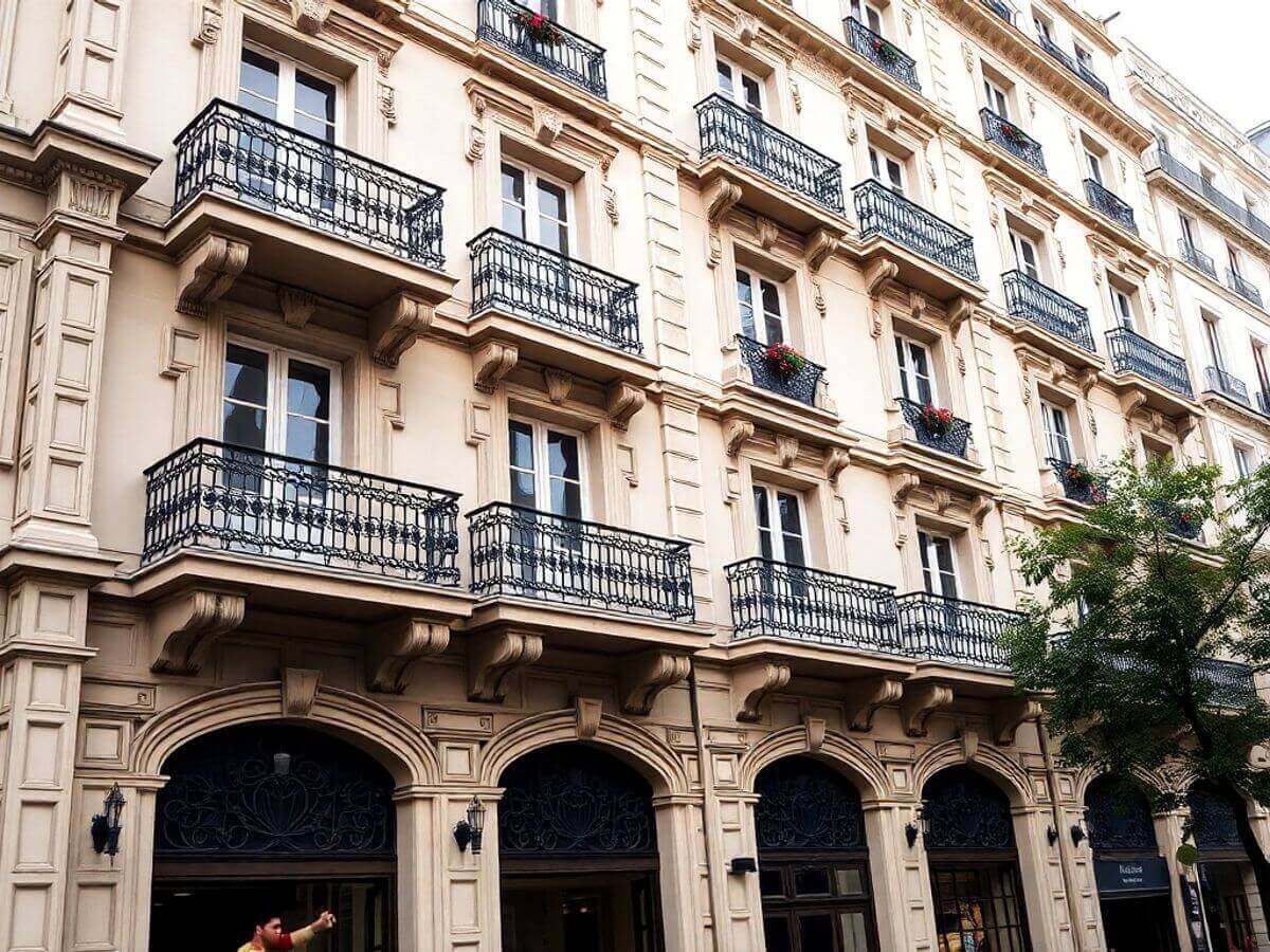 Appartement haussmannien avec balcons et architecture élégante.