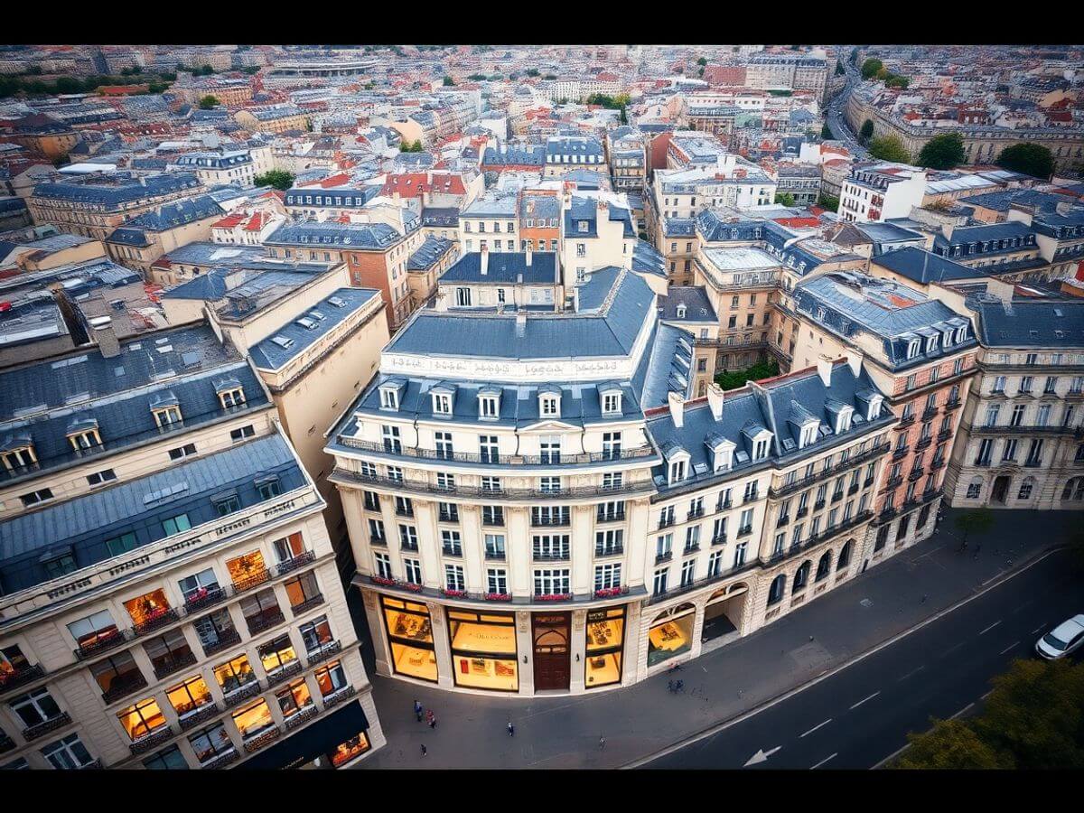 Vue aérienne du Triangle d'Or à Paris, France.