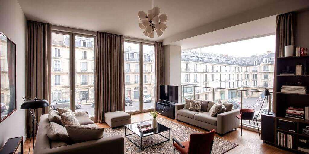 Appartement moderne à Paris 9 avec vue sur la rue.