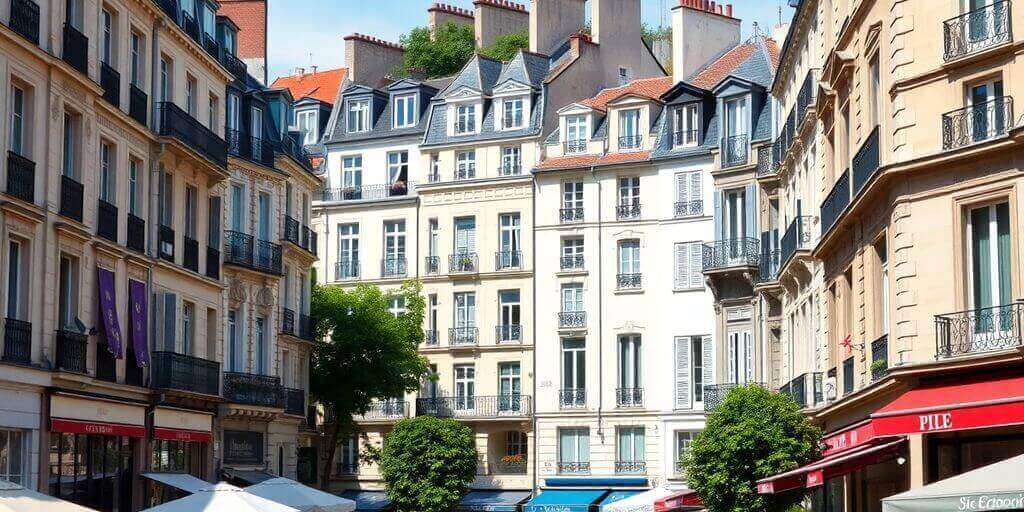 Vue de bâtiments et de rue à Paris 12.