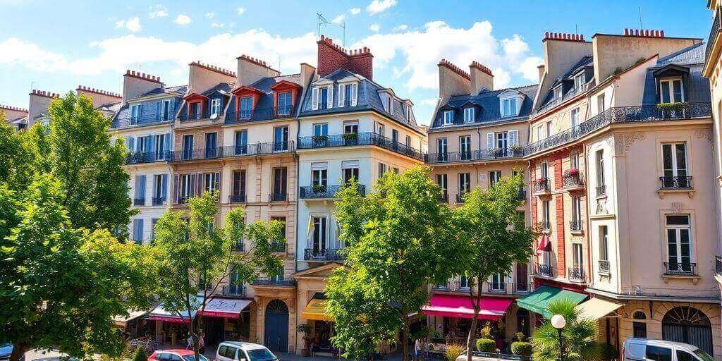 Vue de Paris 12 avec des immeubles résidentiels charmants.