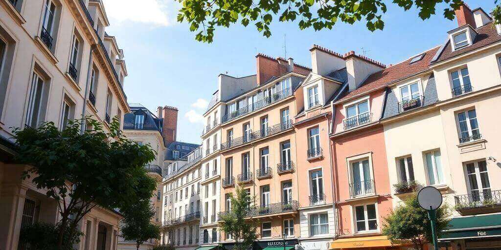 Rue parisienne avec maisons charmantes au 14ème arrondissement.