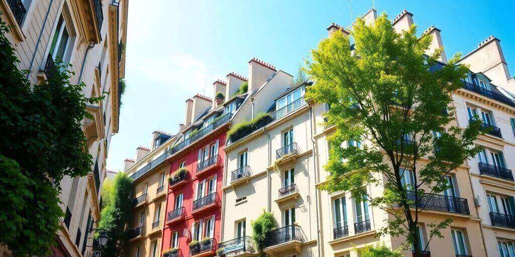 Vue de bâtiments résidentiels parisiens dans le 14ème arrondissement.