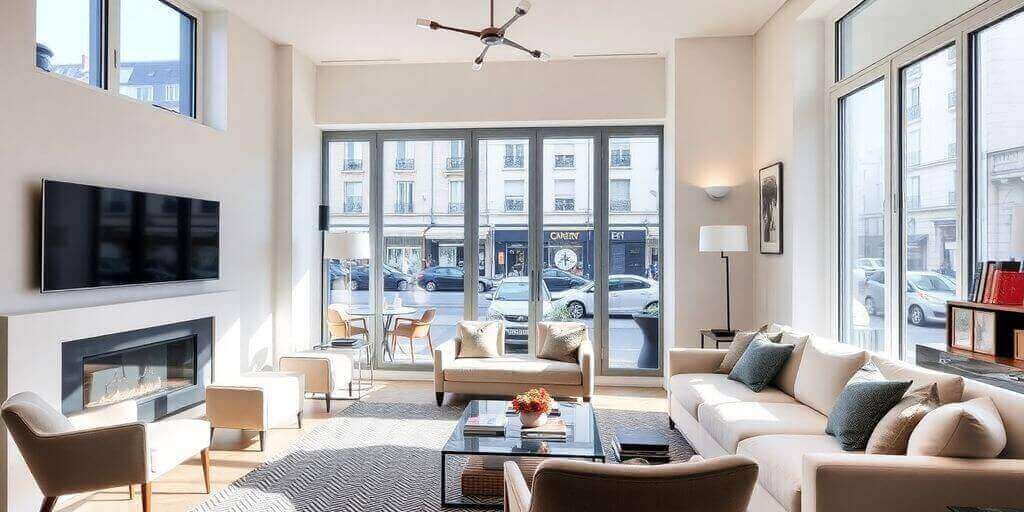 Intérieur d'un appartement parisien moderne et élégant.