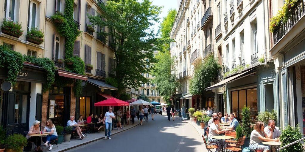 Rue animée du 13ème arrondissement de Paris.
