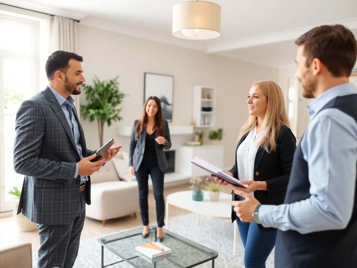 Agent immobilier répondant aux objections des acheteurs.