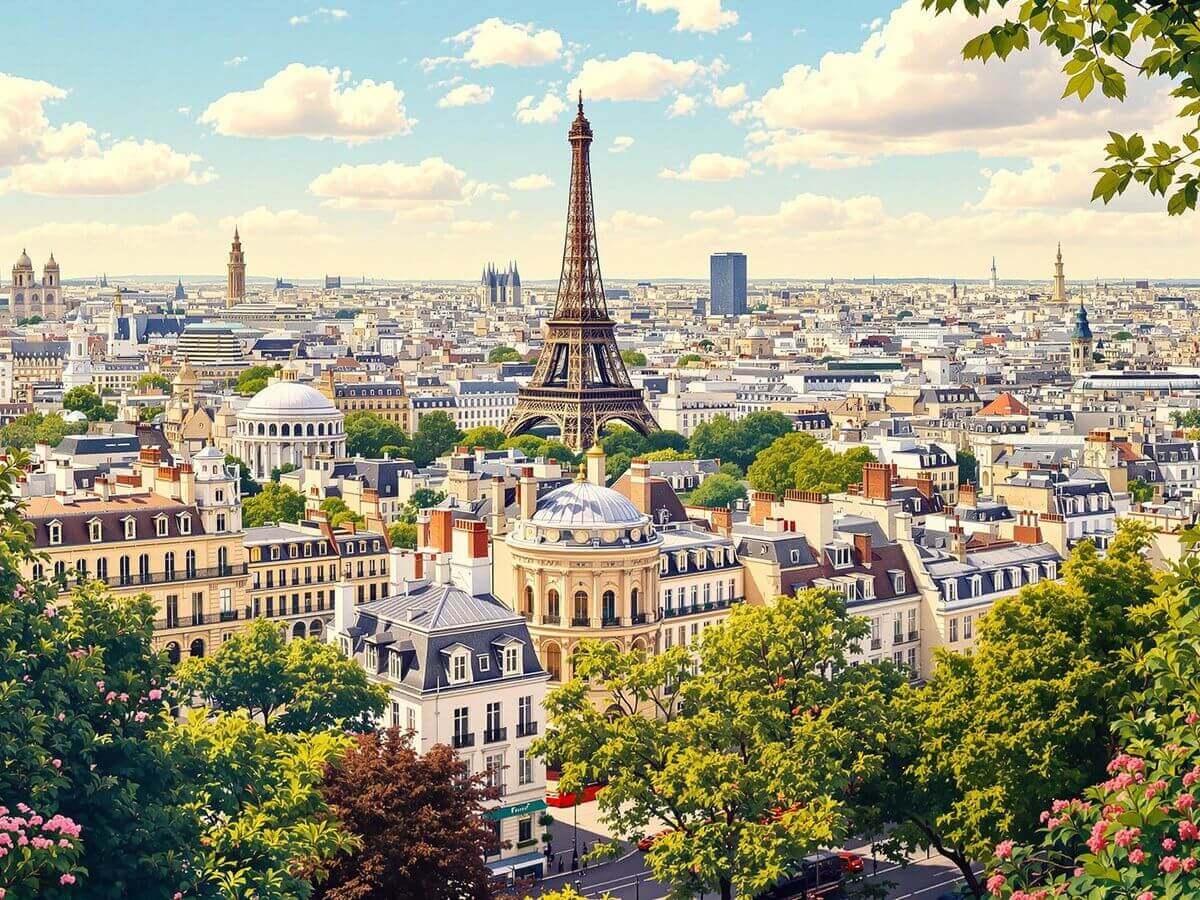 Vue de Paris avec la Tour Eiffel en arrière-plan.