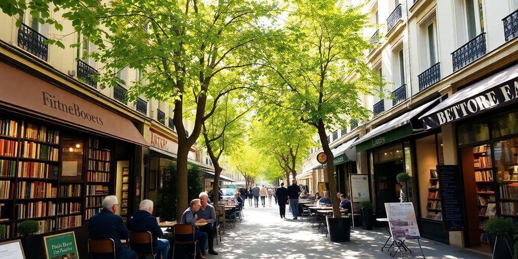 Cafés et librairies dans le 6ème arrondissement de Paris.