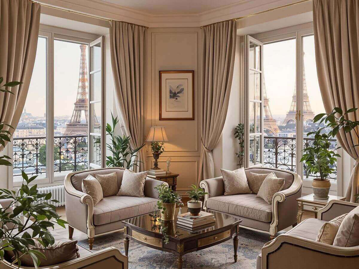 Intérieur d'un appartement parisien élégant et accueillant.