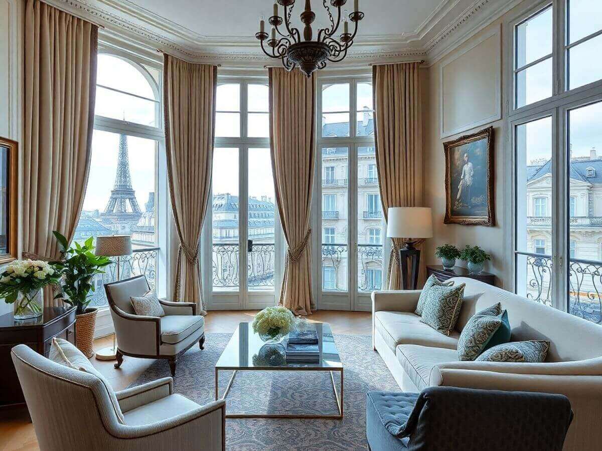 Intérieur d'appartement de luxe à Paris.