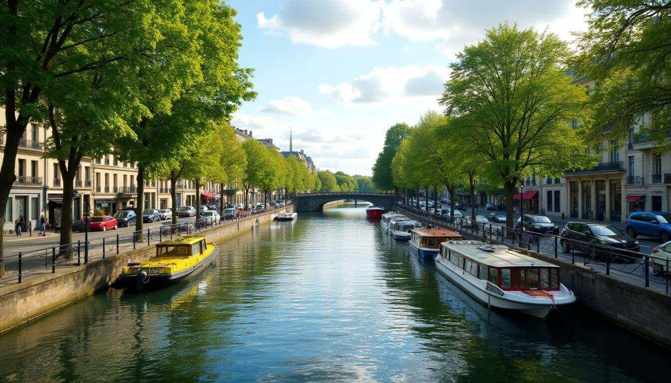 Vue panoramique sur la Seine dans le 15ème arrondissement de Paris.