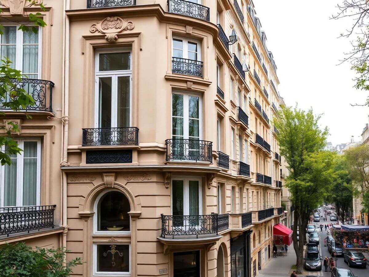 Appartement haussmannien à Paris, architecture classique et élégante.