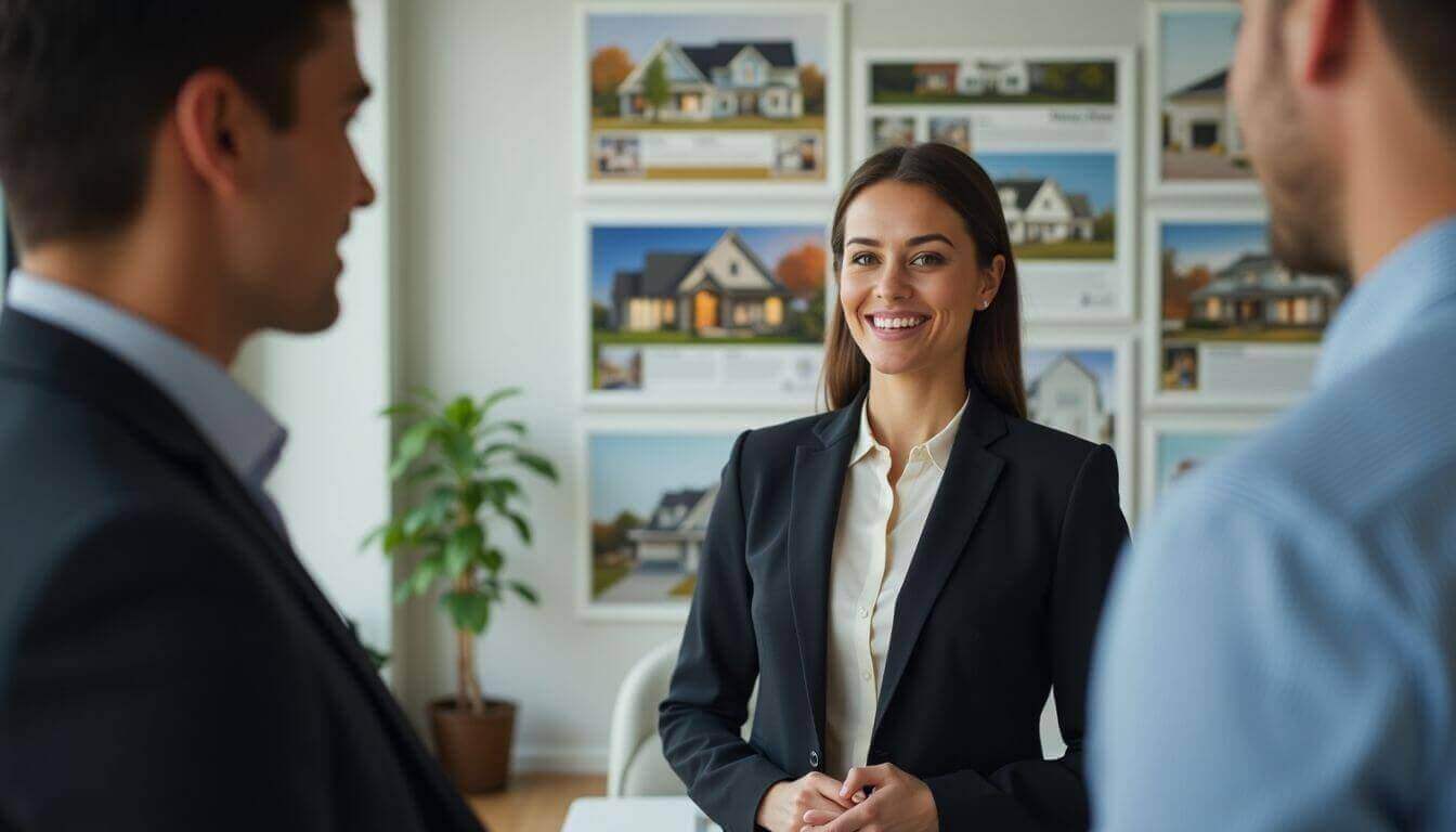 Agent immobilier au service des clients dans un bureau moderne
