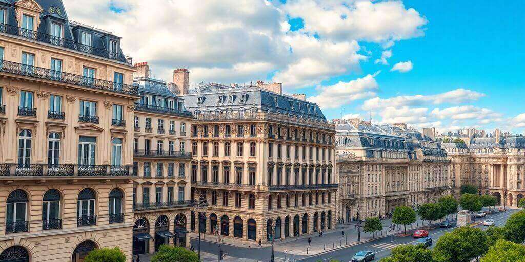Architecture haussmannienne de Paris avec boulevards et bâtiments.