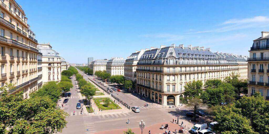 Vue des boulevards parisiens conçus par Haussmann.