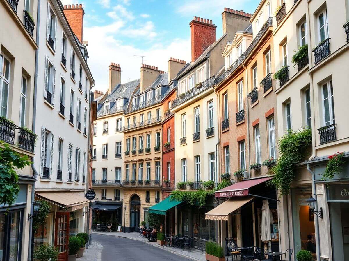 Vue de Saint-Germain-des-Prés avec ses cafés et bâtiments.