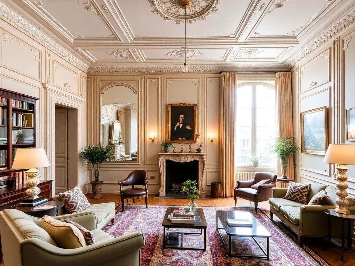 Intérieur d'un appartement haussmannien à Paris.