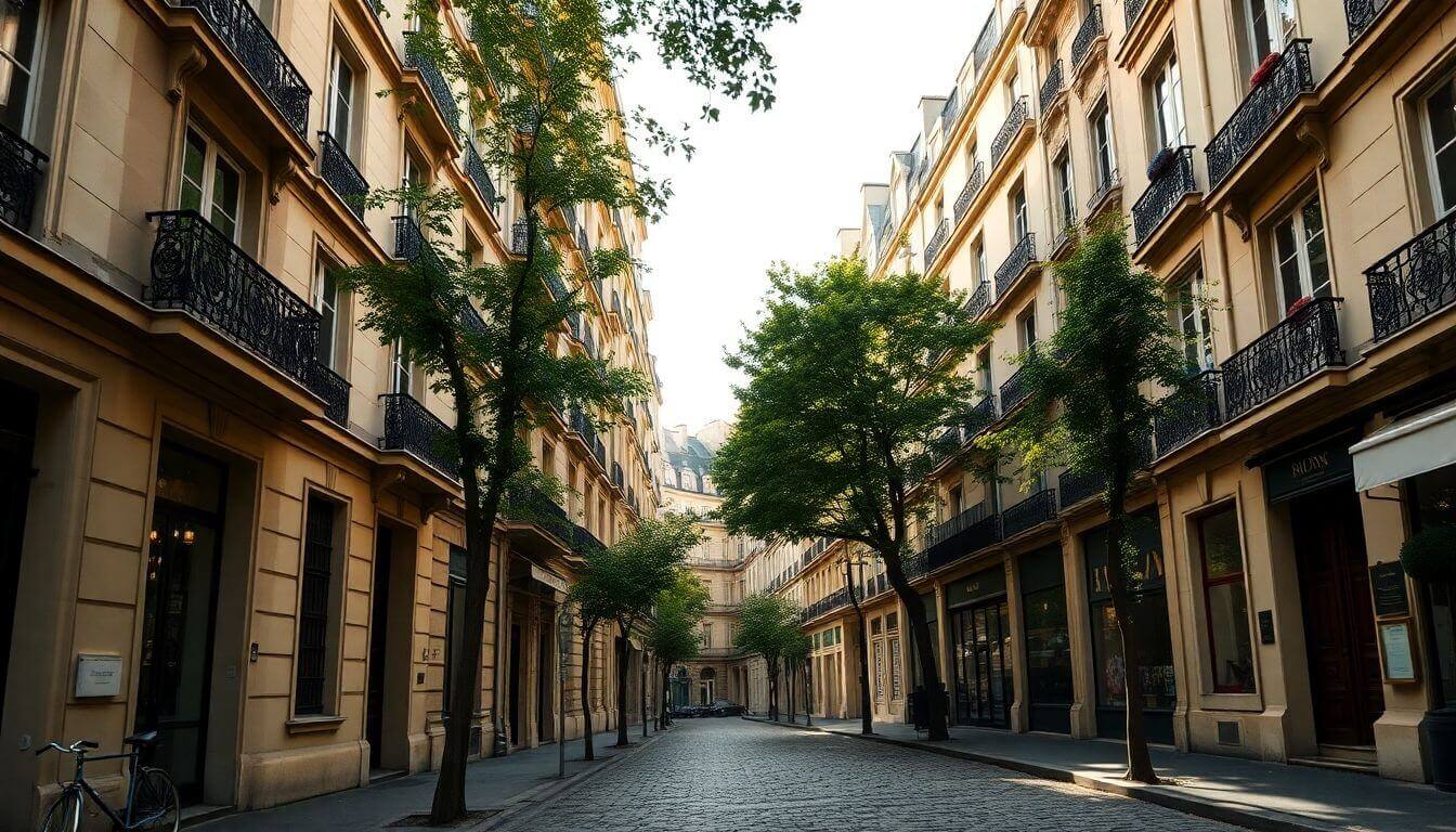 Parisian street with Haussmann buildings