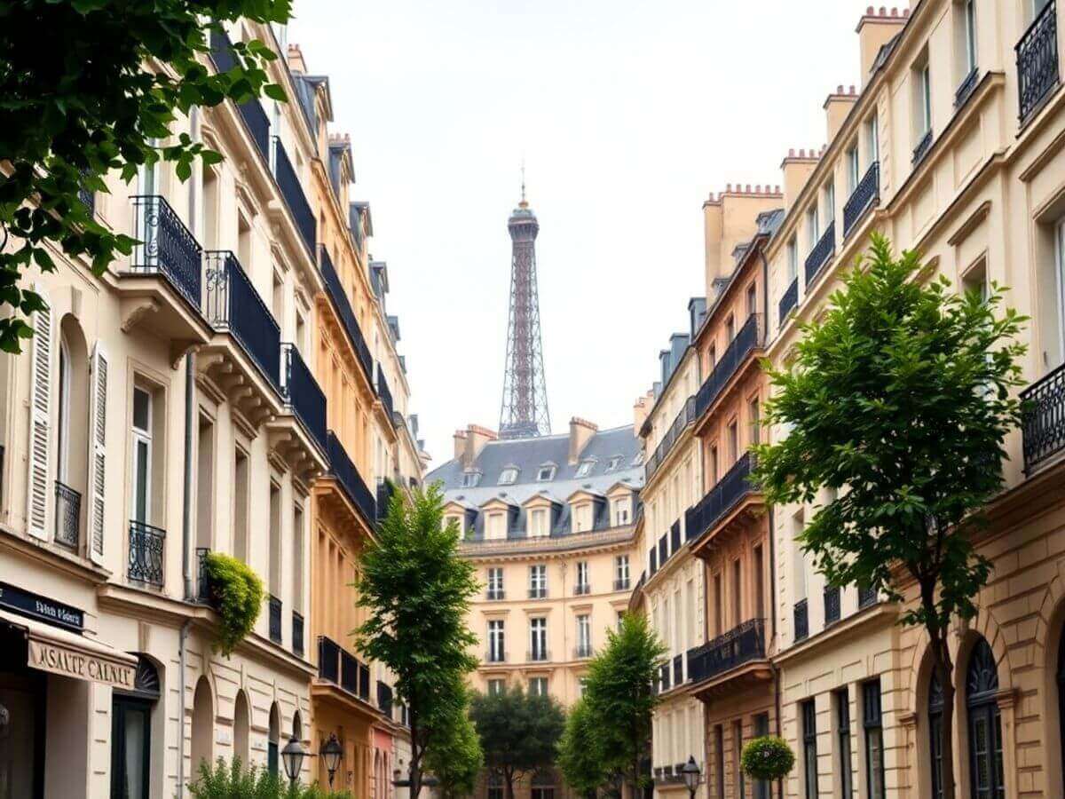 Architecture parisienne classique et verdure.